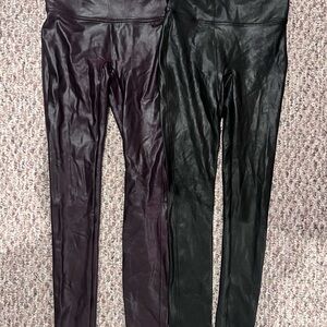 Two pairs- SPANX Black and brown Faux Leather Leggings